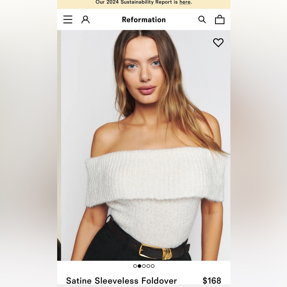 Reformation Satine Sleeveless Foldover Sweater Top Size S